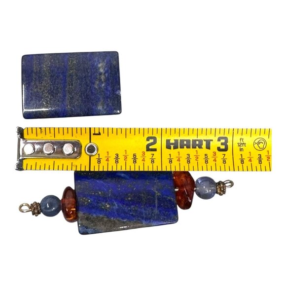 Lapis Lazuli Artisan Pendant Multi Stone Gemstone Jewelry Piece Amber Crafts - Picture 5 of 5